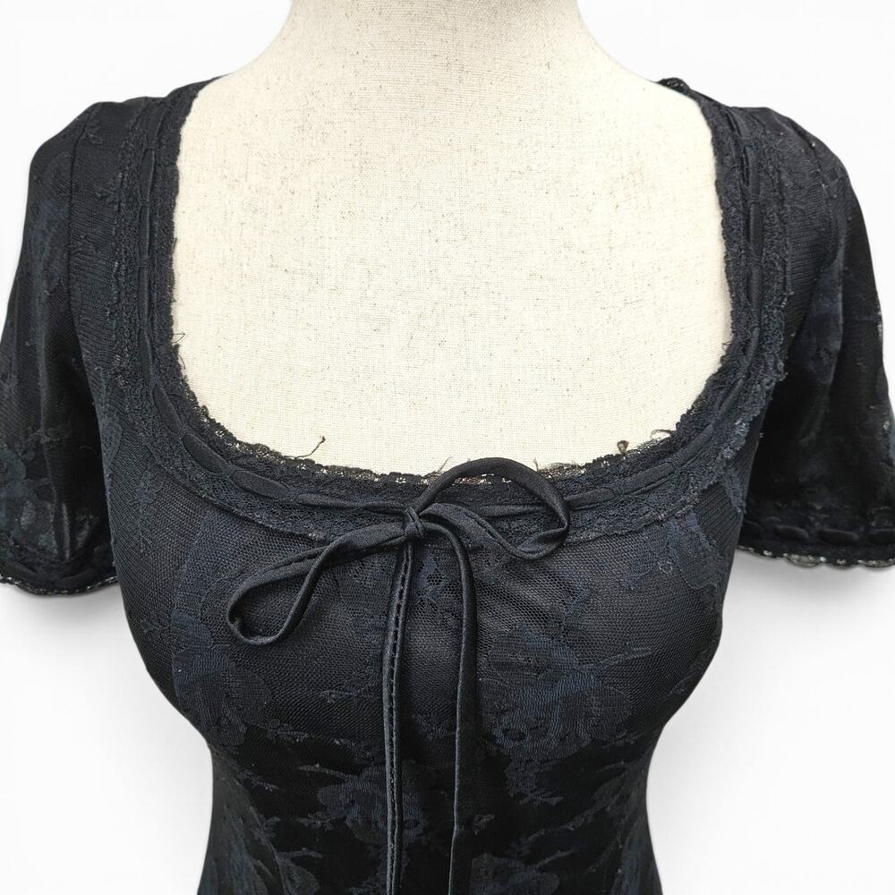 Y2k Betsey Johnson Milkmaid Lace Dress Midi - Size Small - Picture 4 of 7